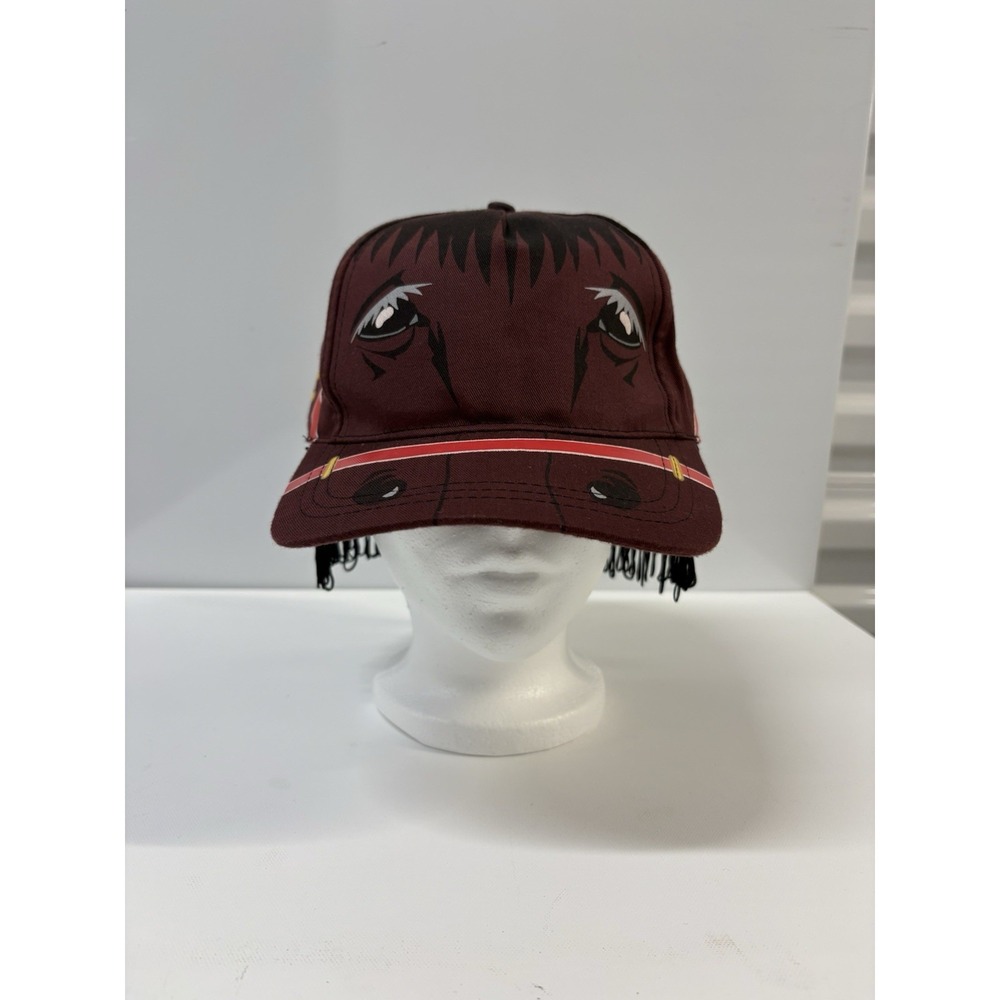 Vintage Horse Face Novelty Cap Fringe Mane Maroon Baseball Hat 2010 Promo Snap - Picture 2 of 5